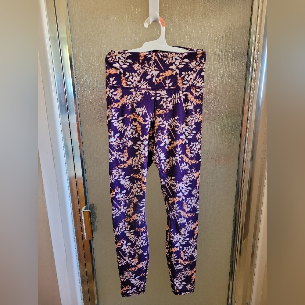High-waisted Fabletics XS Purple, orange, and white leggings
